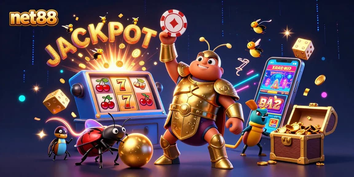 Engage with net88 as a hercules beetle wins big with casino chips and vibrant jackpots.