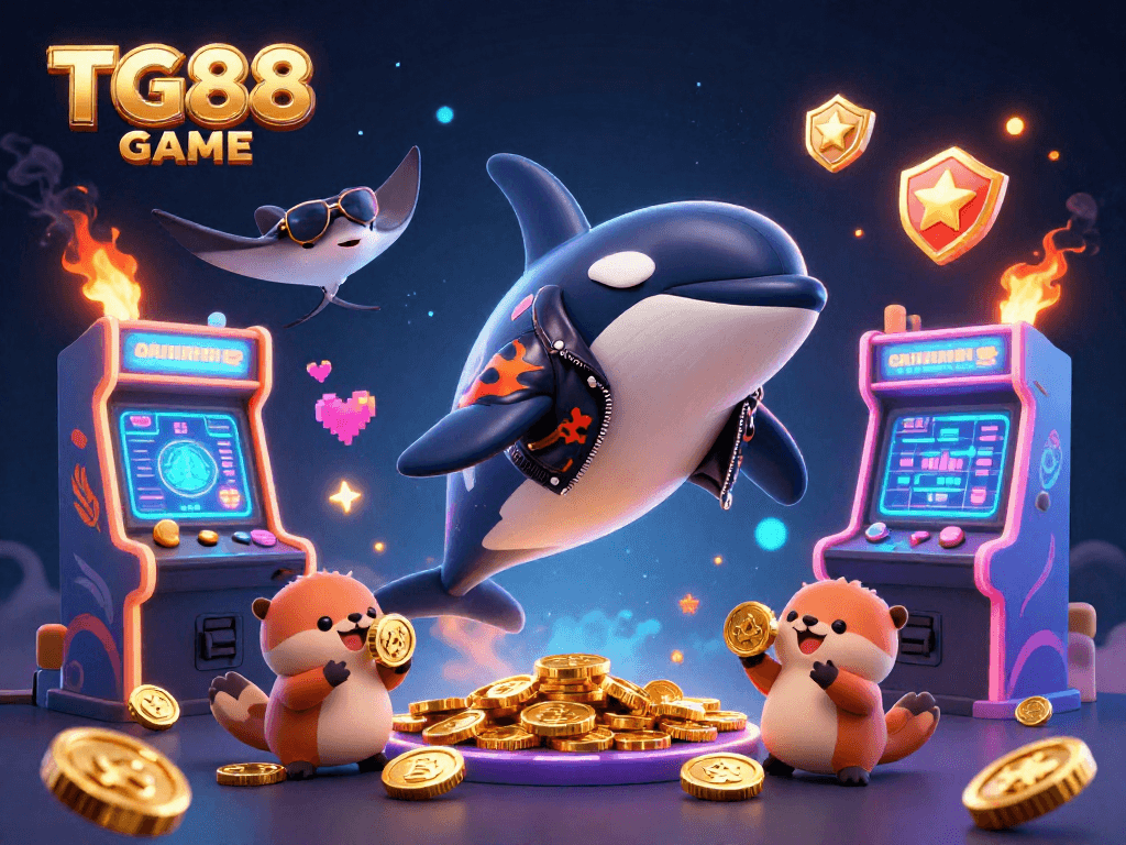 Engage with TG88 GAME featuring vibrant sea creatures and colorful gaming elements in an immersive casino-themed digital scene.