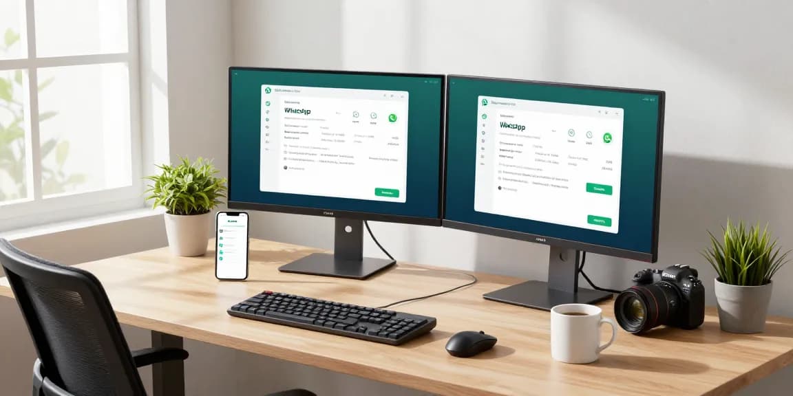 Engaging with WhatsApp電腦版 on a sleek desktop setup, showcasing productivity and modern communication.