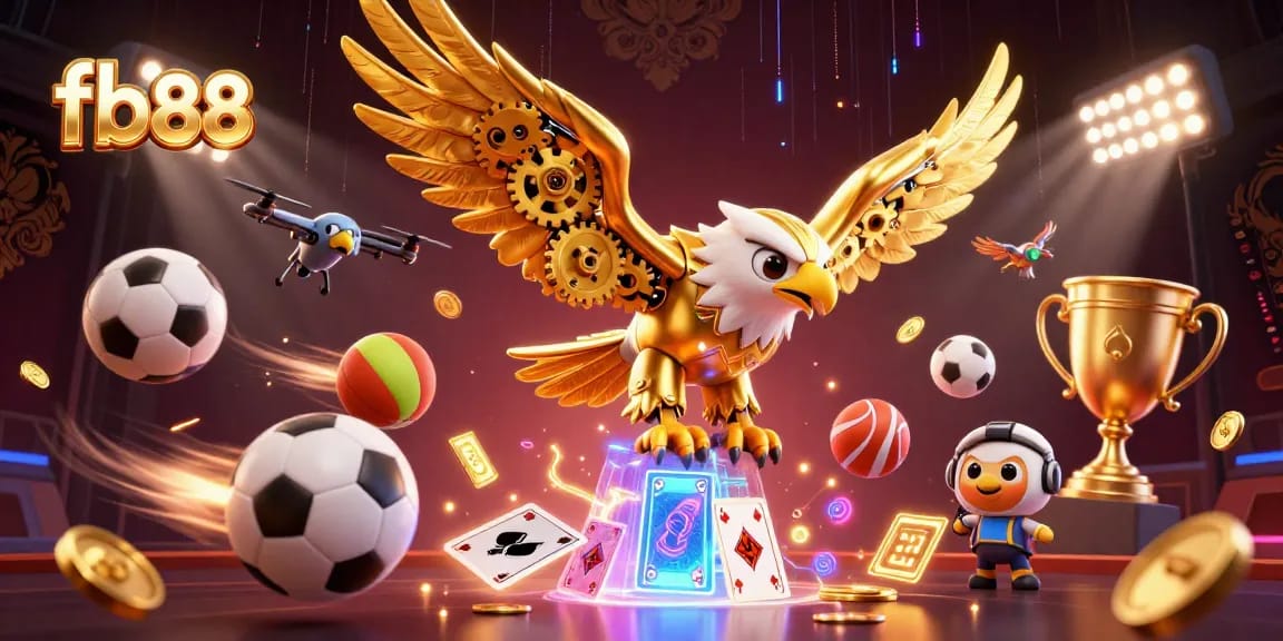Engage in exciting gaming moments with fb88 in this vibrant, dynamic 3D illustration.