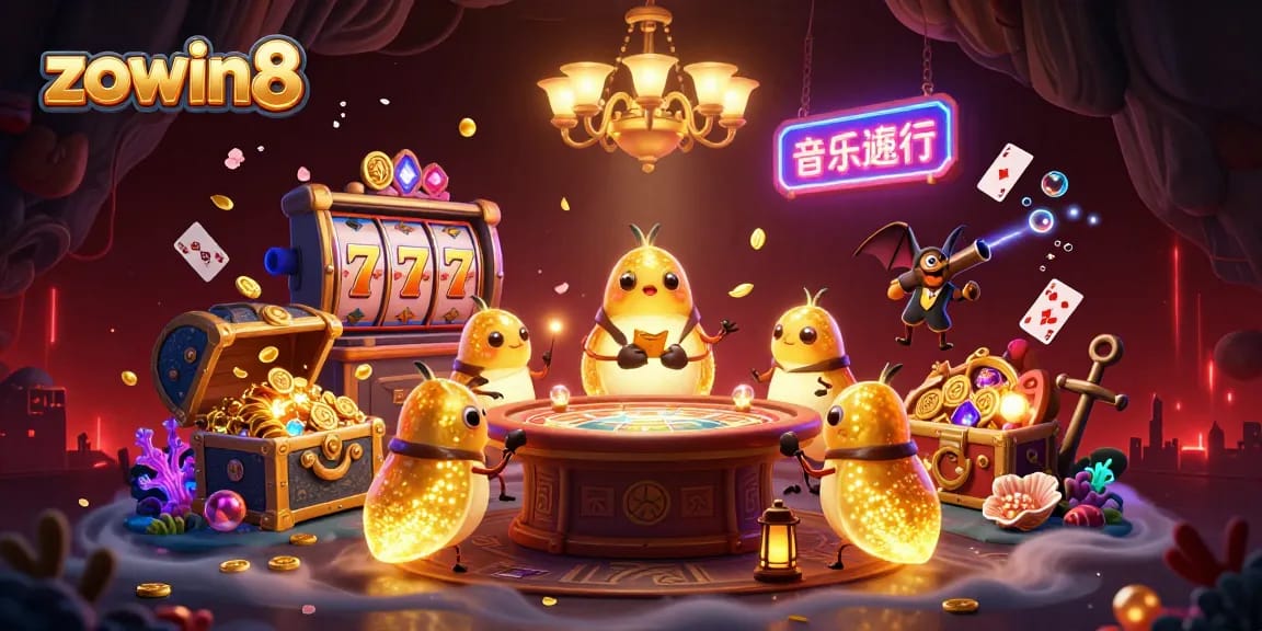 Zowin8 illuminates a captivating cave casino scene with bioluminescent glowworms and vibrant slot elements.