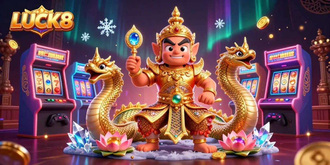 Engage with LUCK8 for an exciting slots experience featuring vibrant 3D elements and unique game characters.