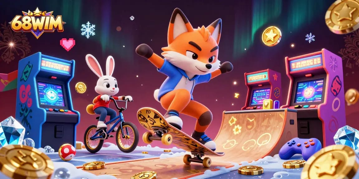 Experience thrilling action with 68WIM in a vibrant 3D casino adventure featuring dynamic characters.