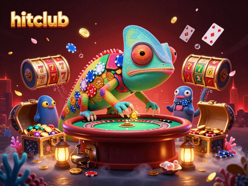 Experience hitclub's vibrant casino world with a lively chameleon owner in action