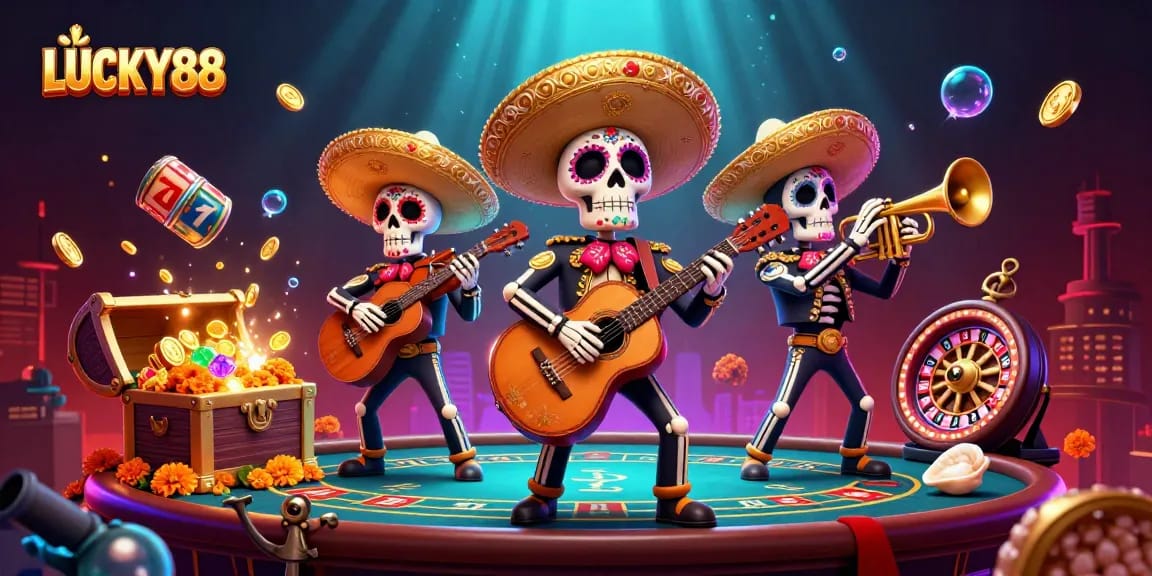 LUCKY88 invites players to enjoy thrilling gambling experiences with a musical twist in a vibrant 3D underwater casino.