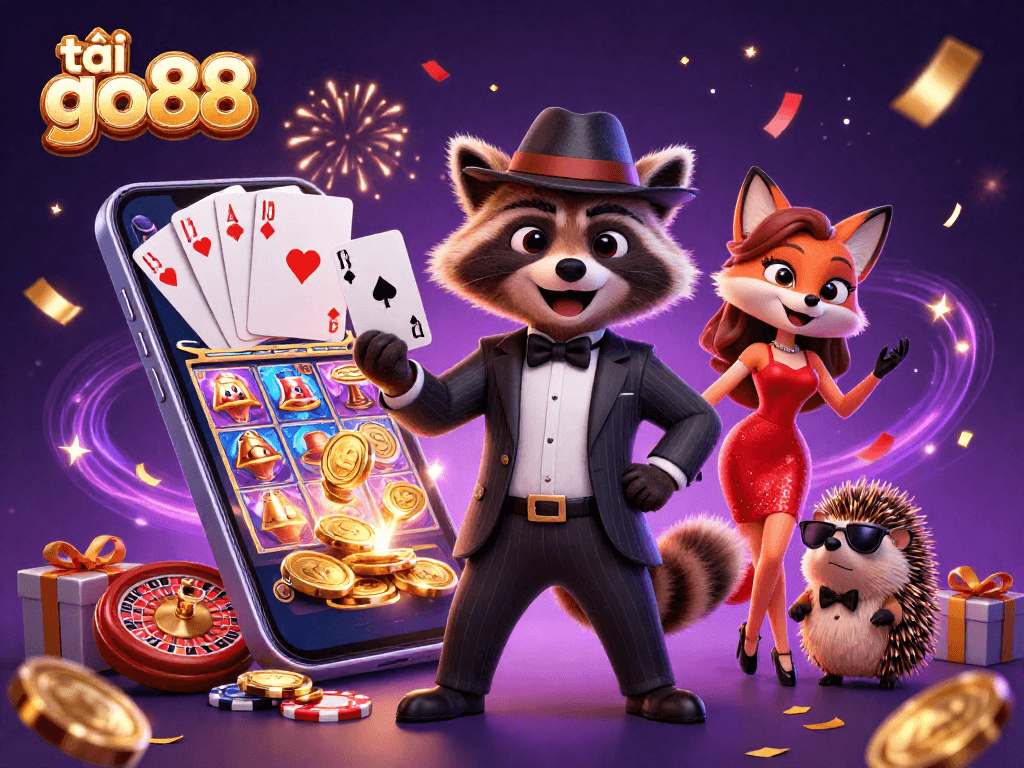 Experience winning thrills with tải go88, featuring dynamic characters in a lavish casino setting.