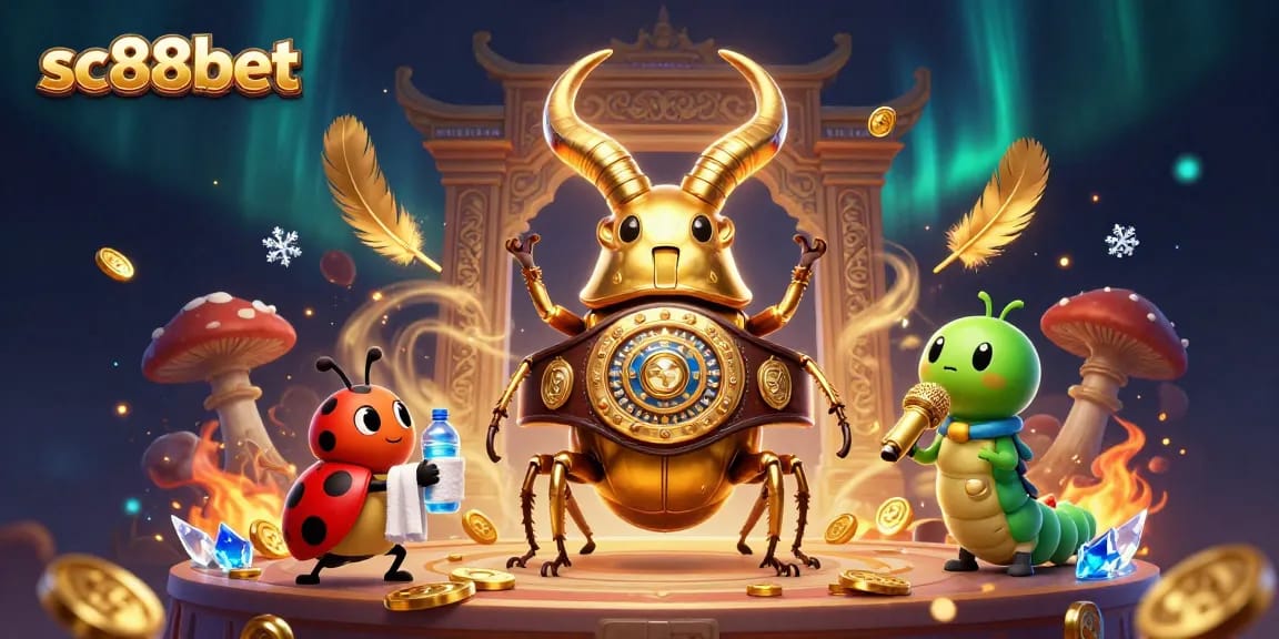 Join the action with sc88bet in this vibrant 3D casino illustration featuring gambling elements and colorful characters.