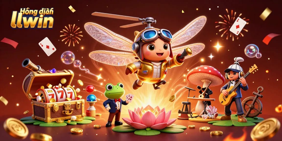 Hướng dẫn llwin offers an immersive gaming experience with dynamic casino elements in a vibrant scene.