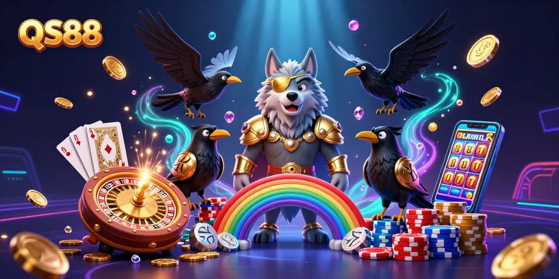 Experience thrilling gaming with QS88's immersive Norse-inspired casino illustration.
