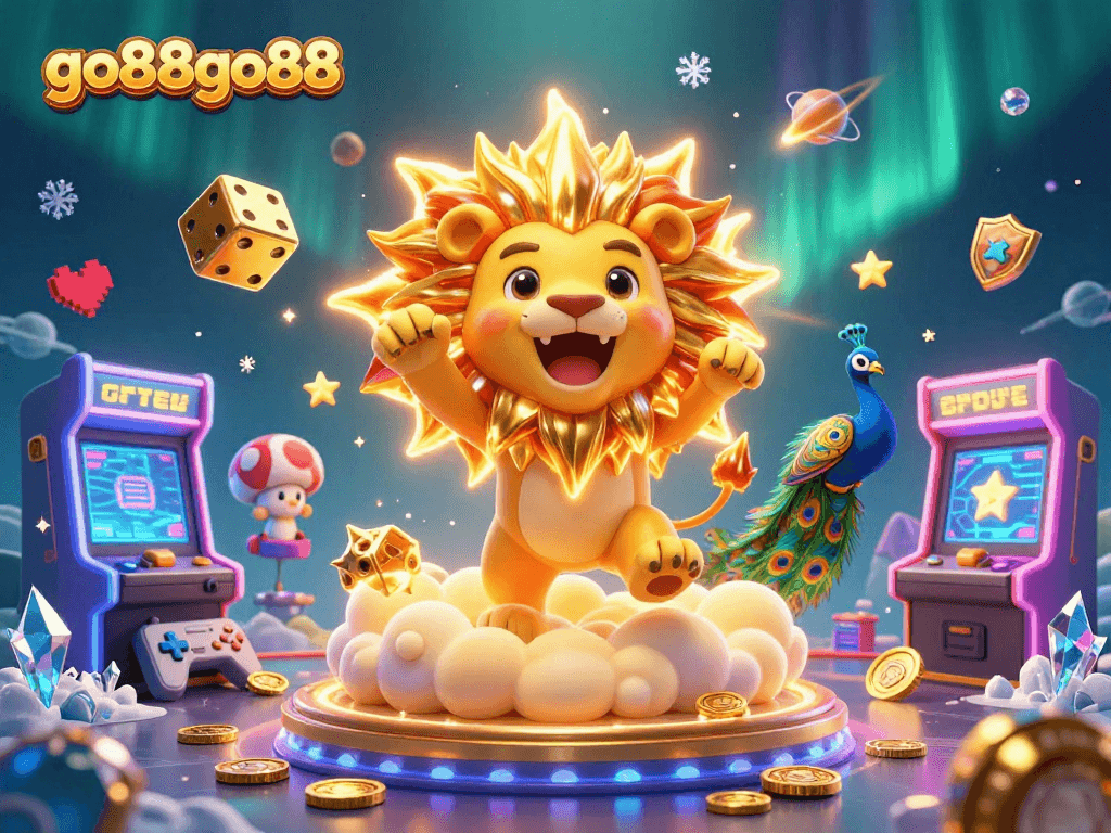Experience thrilling wins at go88go88 with a dynamic game-themed adventure showcasing golden dice and vibrant arcade elements.