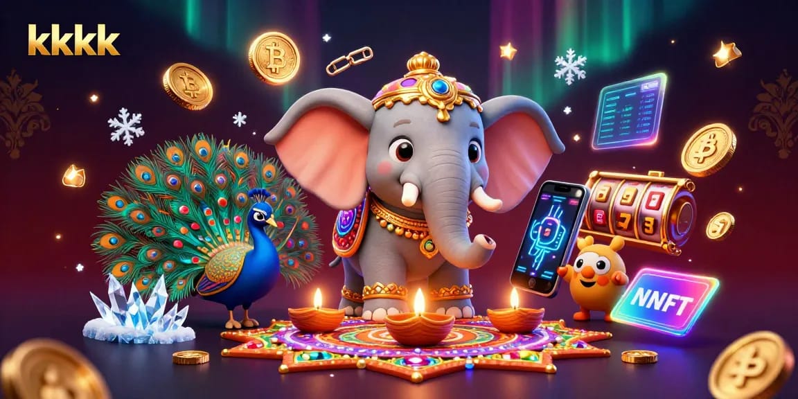 Join the excitement at kkkk with colorful characters and vibrant slot games in a stunning casino scene.