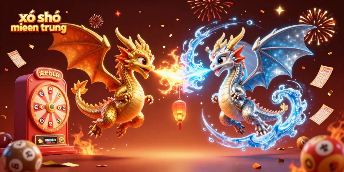 Engage with xổ số miền trung excitement, showcasing vibrant lottery elements and dynamic dragons.
