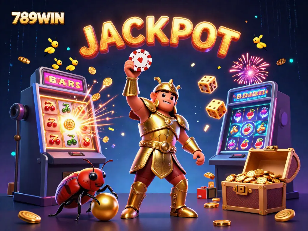 Experience the thrill of winning with 789WIN in a colorful, dynamic casino scene.