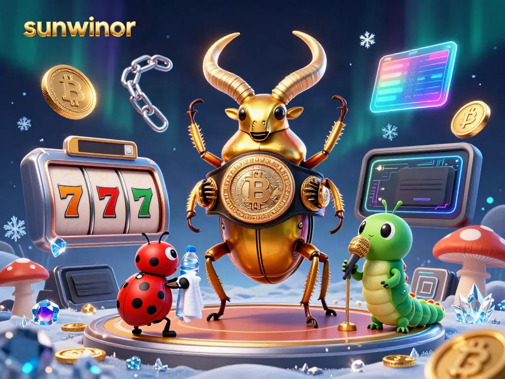 Engage with sunwinor's vibrant gambling experience featuring a golden stag beetle champion in dynamic casino action.
