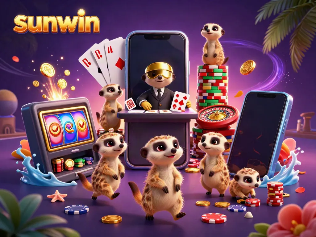 Engage with sunwin's vibrant casino experience featuring meerkats themed in dynamic action.