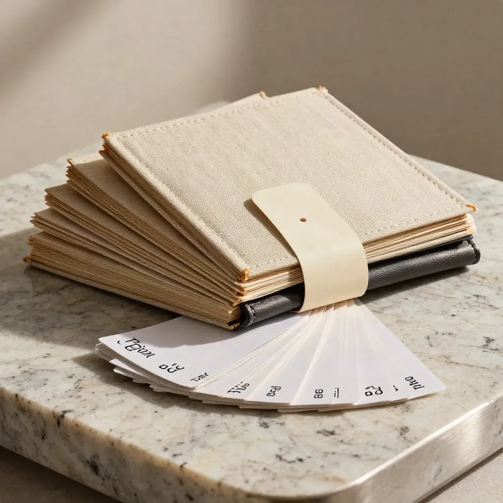 Premium Bitcoin Rush trading starter set fanned on travertine with guide booklets and wallet sleeve