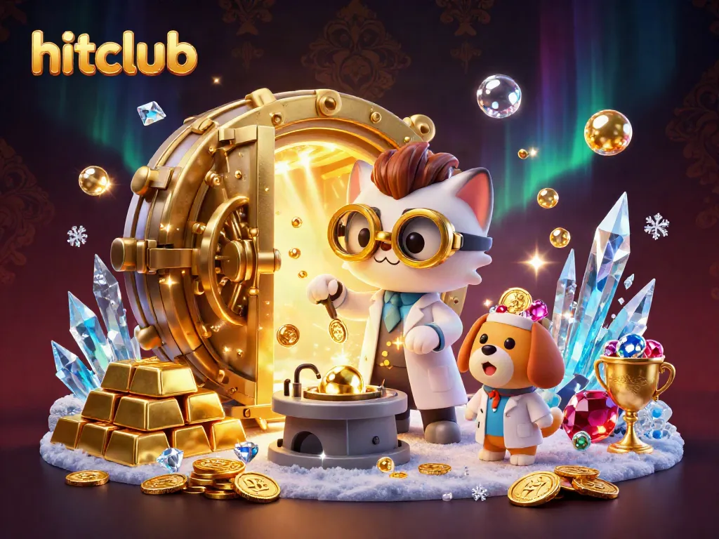 Hitclub game excitement captured as a mad scientist cat and dog create coin magic.