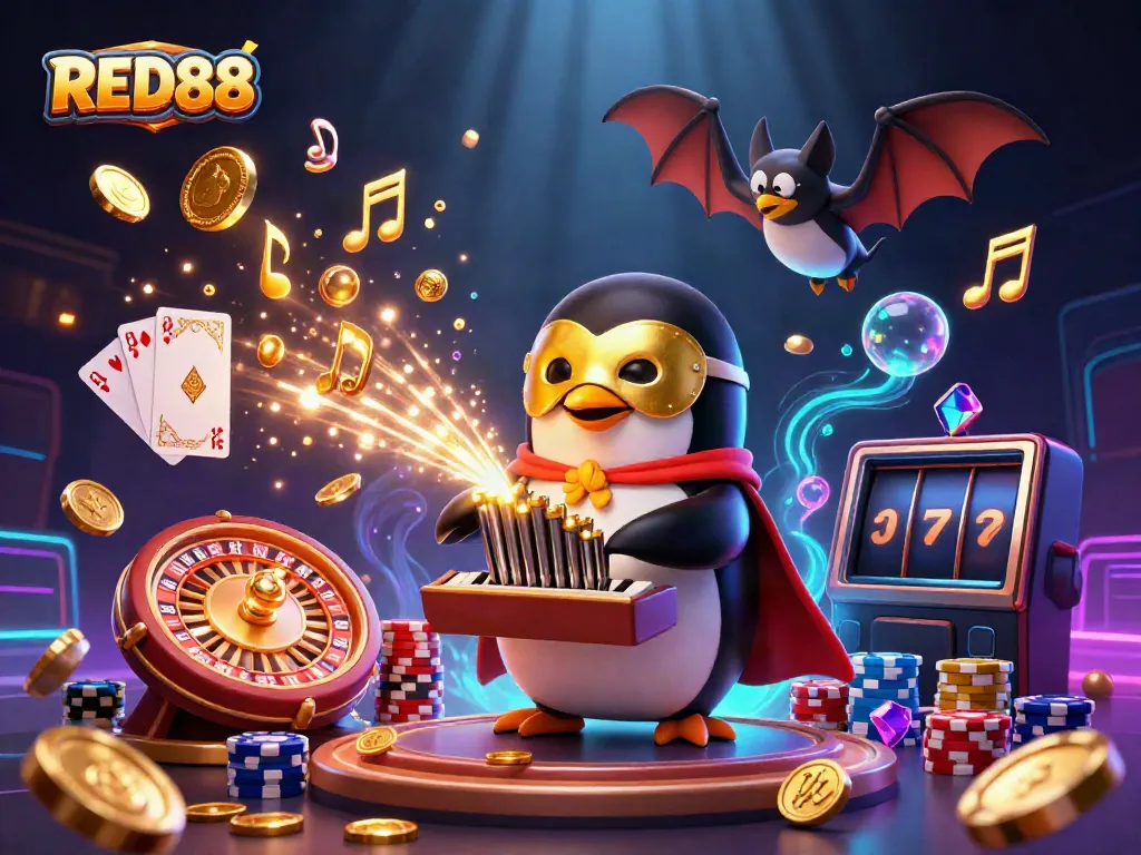 Catch big wins at RED88 Casino with an exciting 3D illustration showcasing thrilling gaming action.