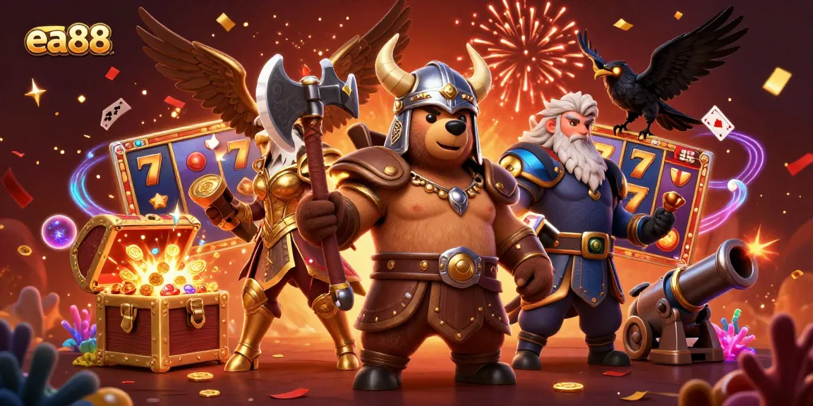 ea88 players engage with vibrant games, featuring dynamic characters and thrilling slot action.