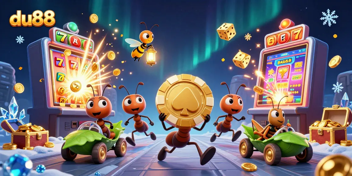 Experience du88 excitement with 3D ants heist and jackpot frenzy in this vibrant casino scene