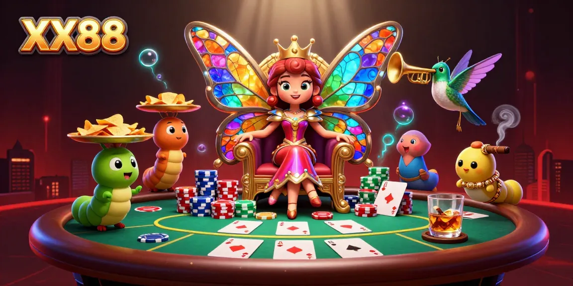 Experience thrilling poker action with the mesmerizing scene of XX88, showcasing vibrant characters and game elements.