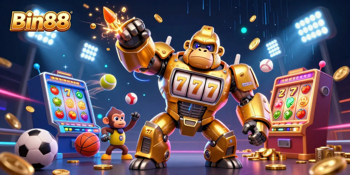 Experience vibrant gaming excitement with Bin88's ultra-detailed 3D casino illustration showcasing dynamic elements.
