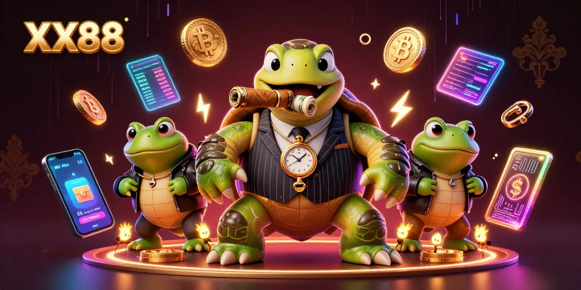 Experience thrilling gameplay at XX88 with cartoon enforcers amidst vibrant casino visuals.