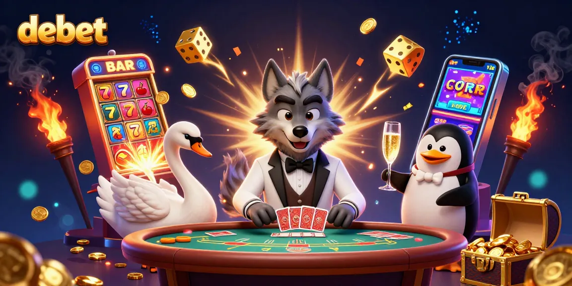Experience the thrill of debet casino games with vibrant characters and dynamic action in this captivating 3D illustration.