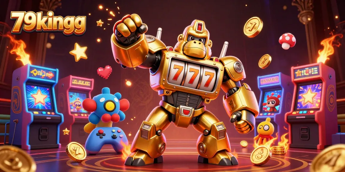 Immerse in the excitement of 79kingg with a dynamic 3D digital casino illustration featuring thrilling game elements.