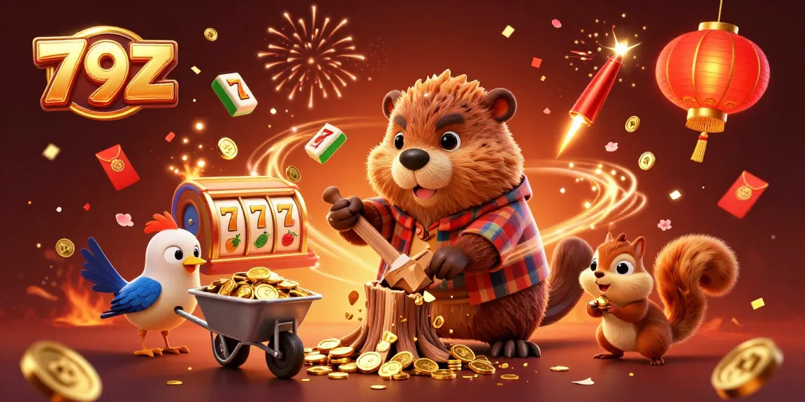 Find excitement at 79Z with a cartoon beaver chopping a tree that rains coins, ideal for jackpot games.