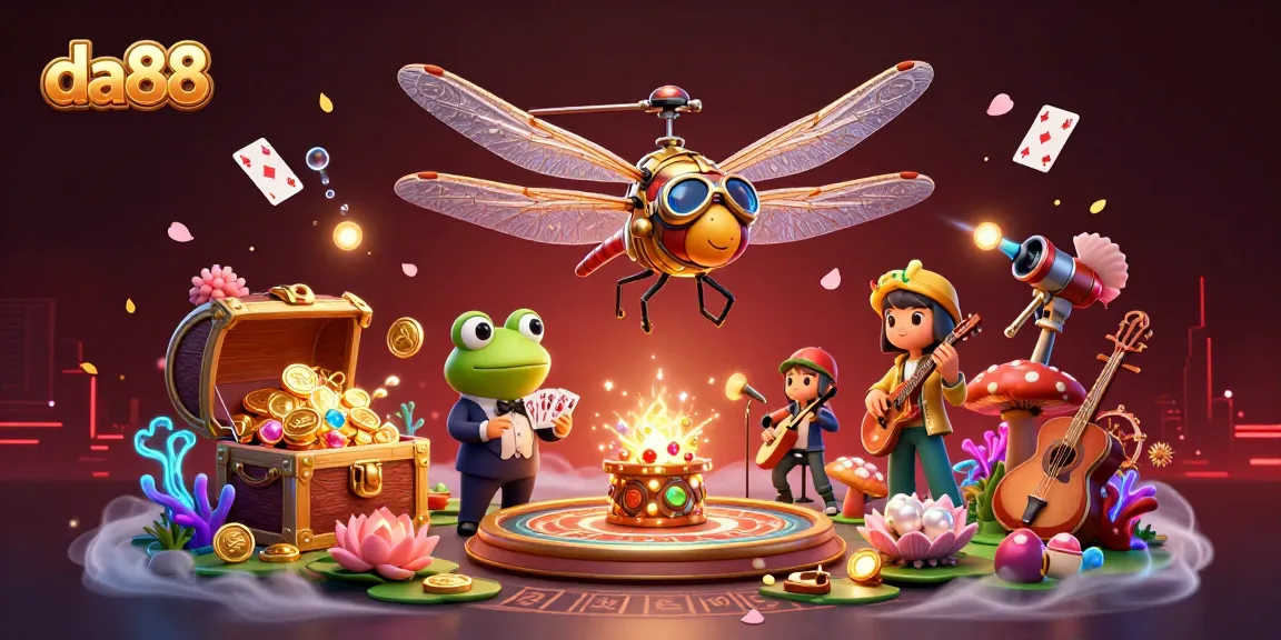 Experience the excitement of da88 at this lively casino scene with unique 3D characters and dynamic gaming elements.