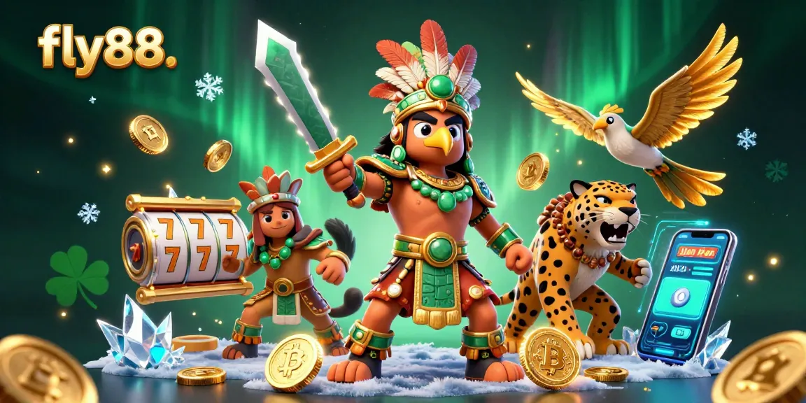Experience thrilling games at fly88 with dynamic slot reels featuring golden elements and charming characters.