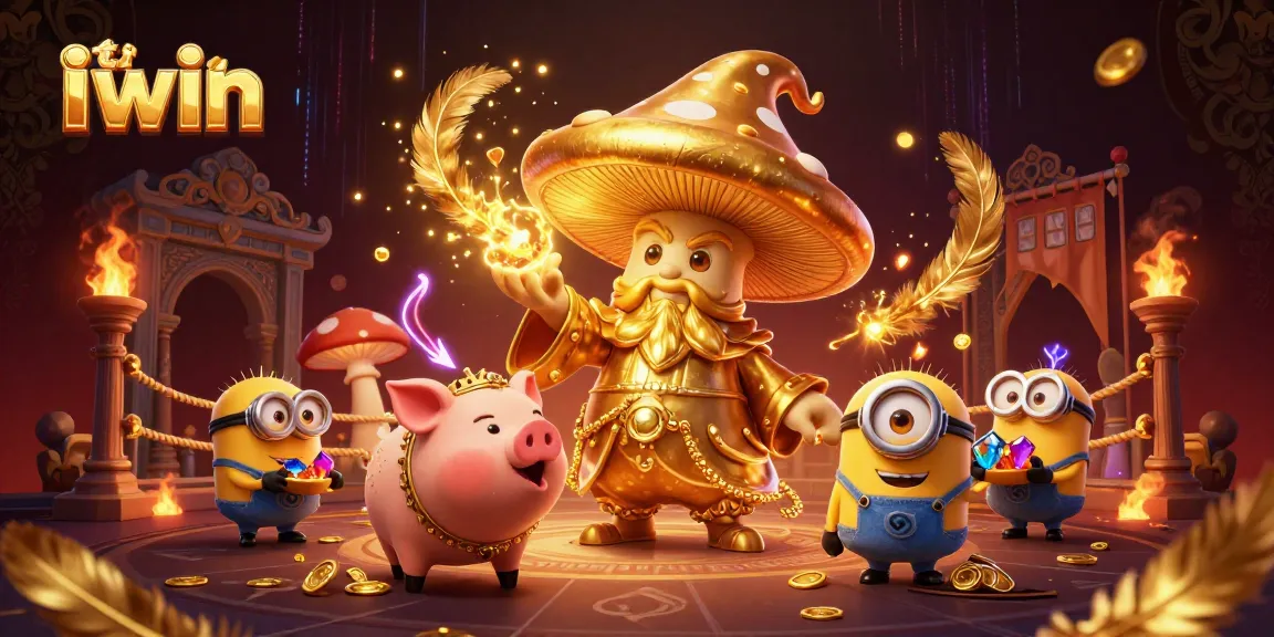 Transform your gaming experience with tải iwin, featuring a magical casino scene with golden treasures.