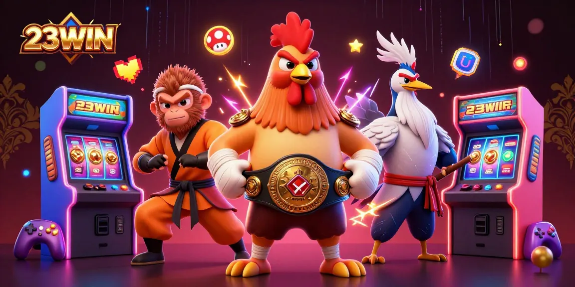 Engage in thrilling gameplay at 23WIN with animated characters in a vibrant casino setting.