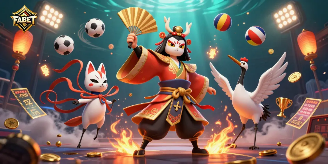 FABET offers dynamic betting action with lively characters and sports elements in an exciting scene.