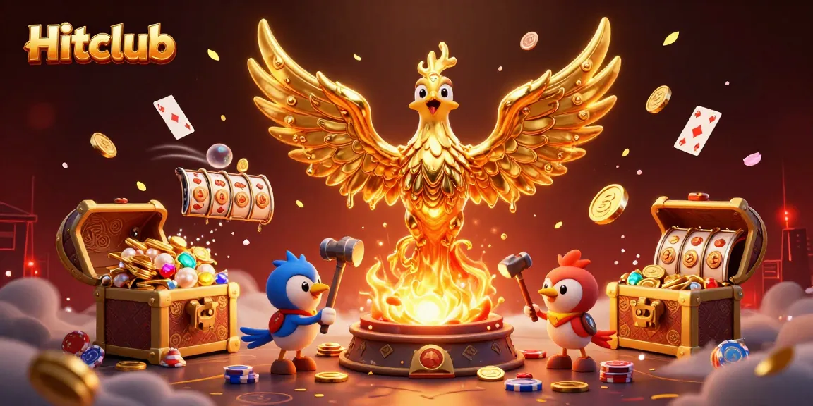 Engage with an exciting Hitclub gaming adventure featuring golden phoenix and dynamic casino elements.
