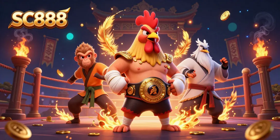 Experience SC888's thrilling action with iconic characters in a vibrant casino showdown.
