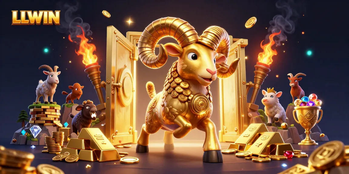 Experience the thrill of winning at LLWIN with a dynamic scene of golden treasures and energetic characters.