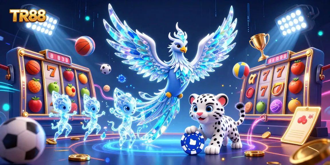 Experience TR88's thrilling jackpot action with an ice phoenix and vibrant gaming elements