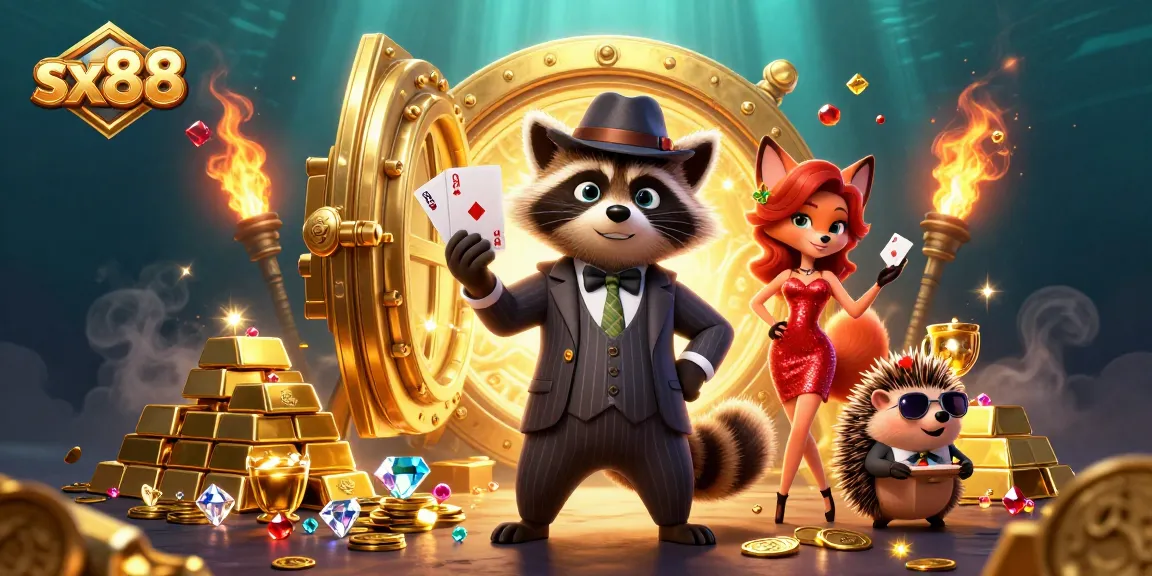 Experience winning at sx88 with a thrilling slot machine jackpot, surrounded by treasures and luck.