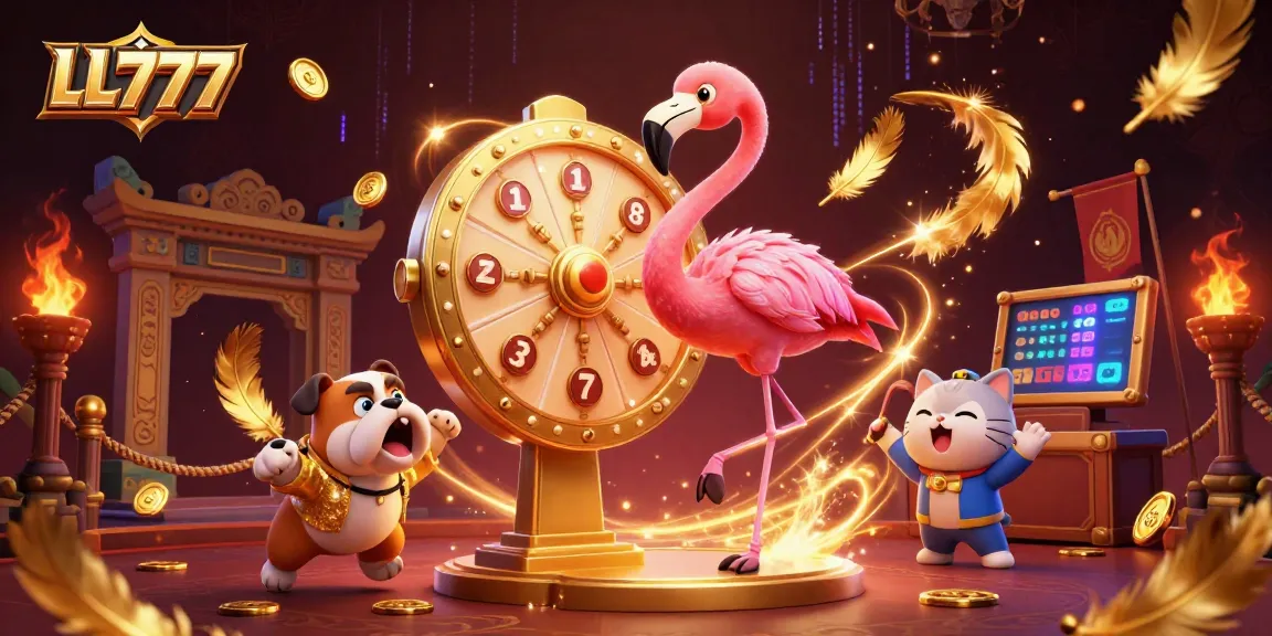 LL777 promotional illustration showcasing players winning exciting prizes in a vibrant casino setting.