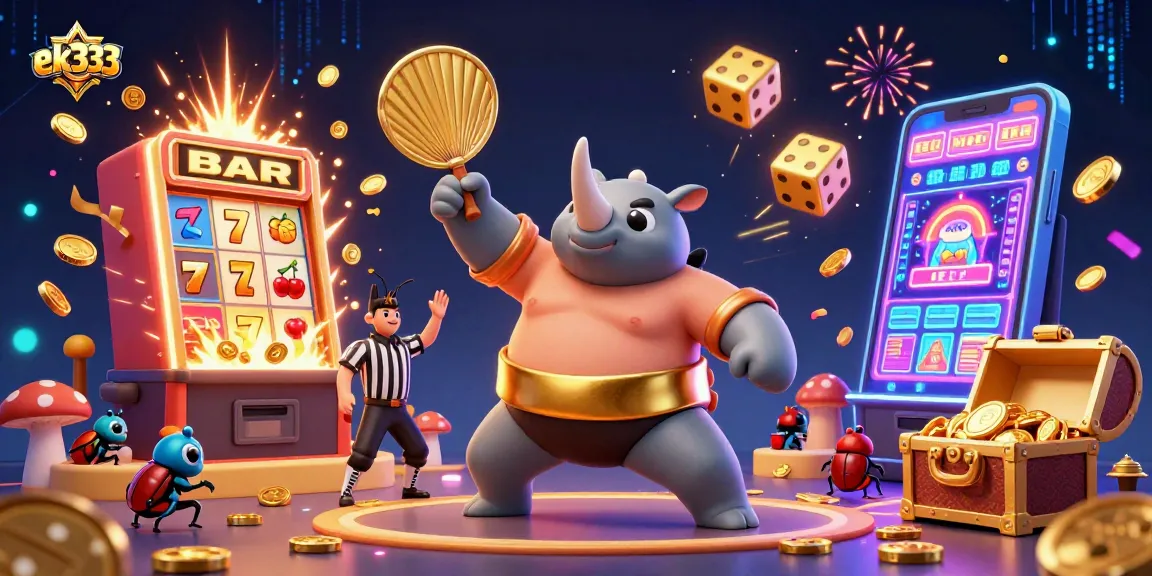 Experience the excitement of ek333 casino with animated characters winning and celebrating.