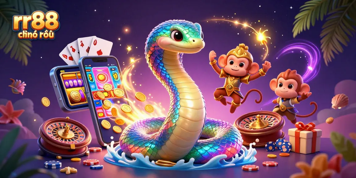 Engaging rr88 chính thức online with a vibrant gaming experience featuring a rainbow serpent and golden monkey king.