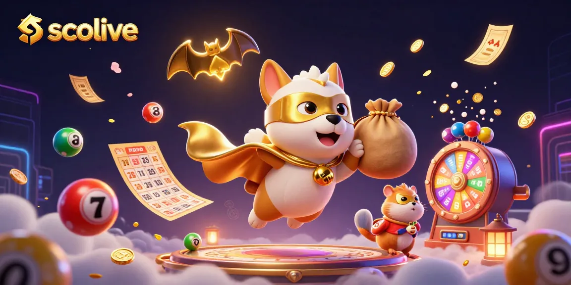 Socolive brings excitement with a superhero dog and hamster amidst a vibrant casino scene.
