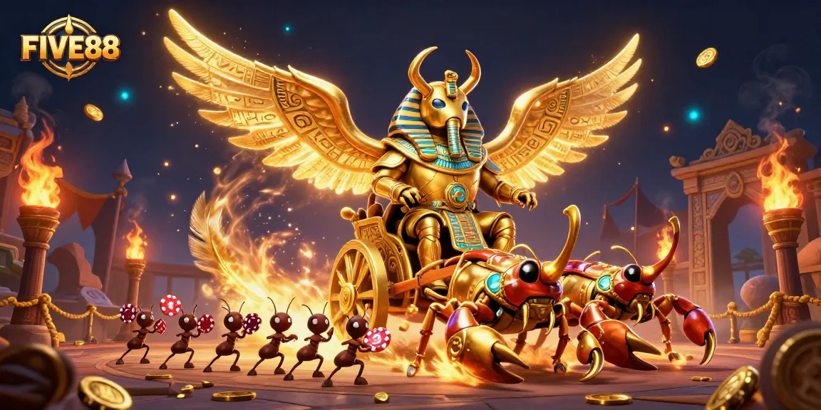 Experience thrilling games at FIVE88 with our vibrant, engaging casino illustration featuring high-stakes fun.