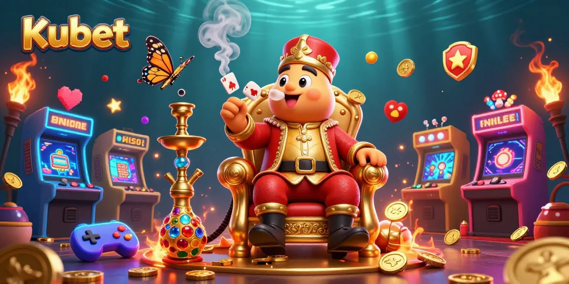 Kubet transforms into a vibrant online casino world featuring a sultan caterpillar and gaming elements.